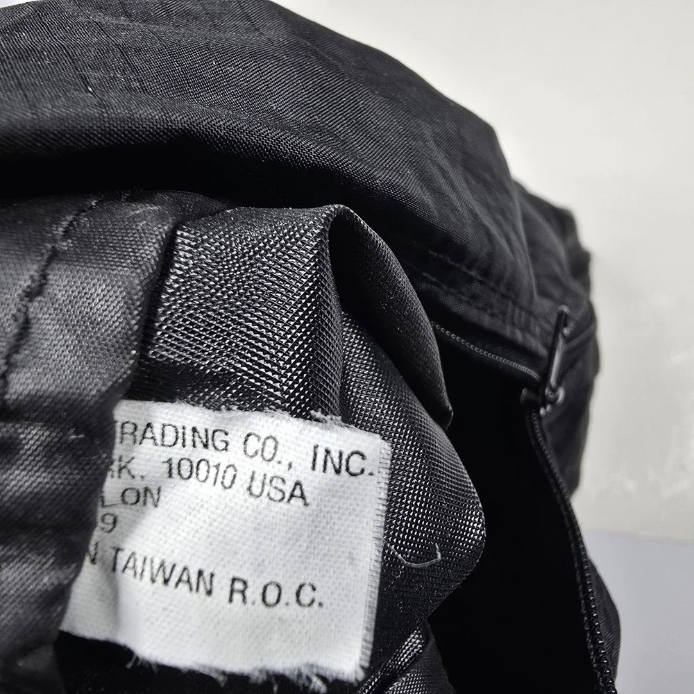 Vintage 90s Harley Davidson Cigarettes Duffel Bag Packable Black Nylon Travel